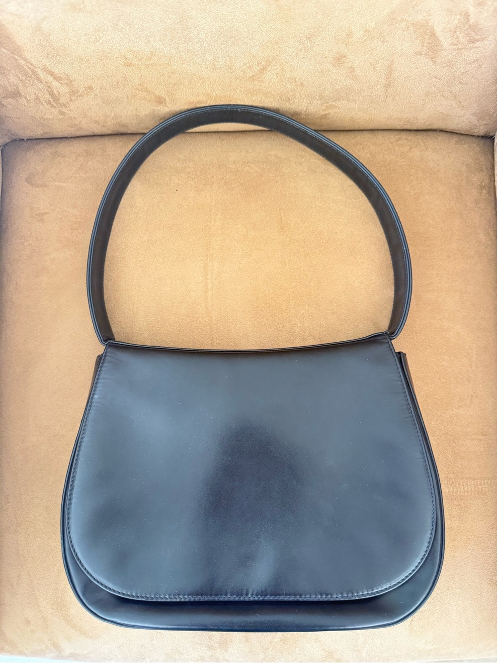 Bally Black Leather Curved Shoulder Bag